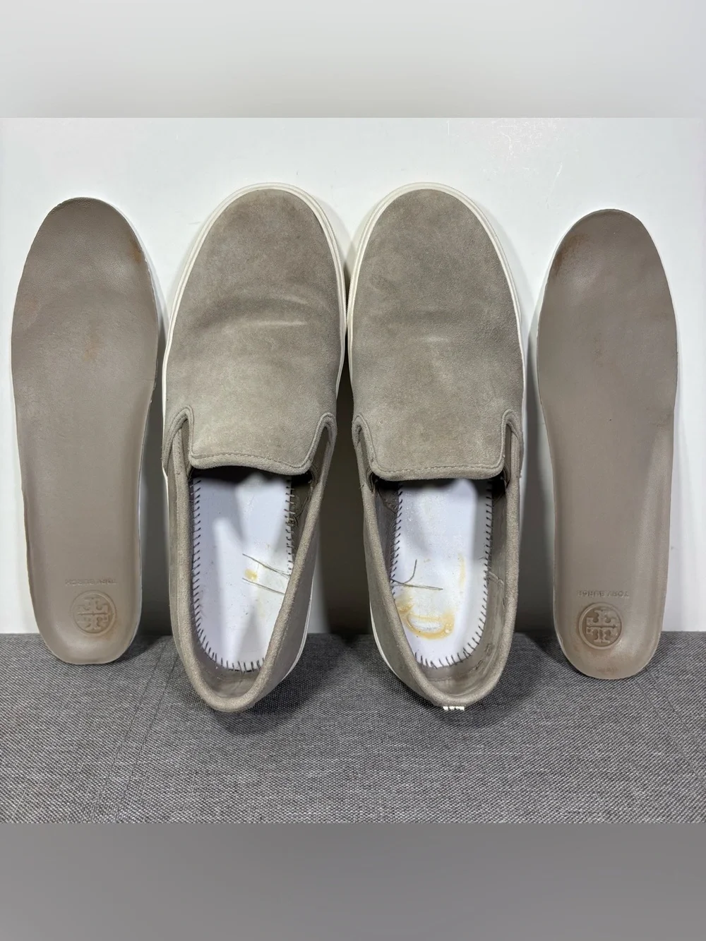Tory Burch Suede Slip-On Flats in Taupe- woman’s 7.5